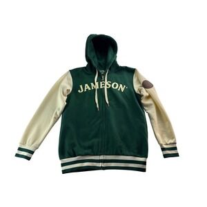 Jameson Green Cream Varsity Zip Hoodie Jacket Womens Size M